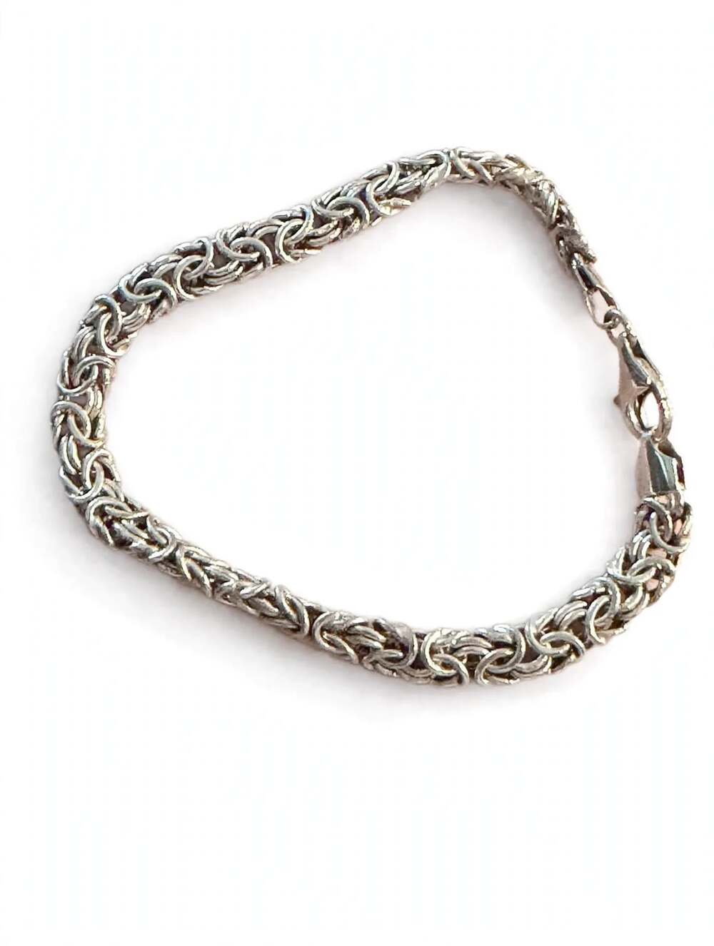 Vintage Sterling Silver 925 Byzantine Link 8” Bracelet Made in Italy